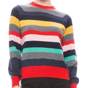 27 Miles Malibu Cashmere Sweater Everest Striped Pullover Crewneck‎ Sz M